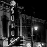 Square The Soho Lounge Sign on Sixth Street black and white Photography