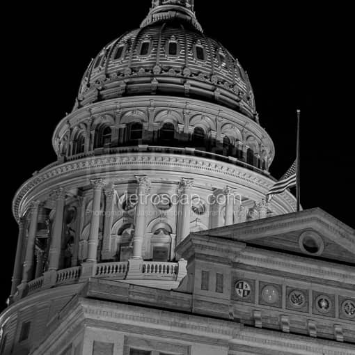 The Texas Capitol Building Dome -- Austin Black and White Photography