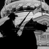 Square A Texas Ranger Silhouetted Against the Texas Statehouse Photography