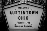 Horizontal The Austintown Ohio Sign black and white Photography