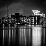 Square The Domino Sugars Factory as seen from across the Inner Harbor at Night Photography