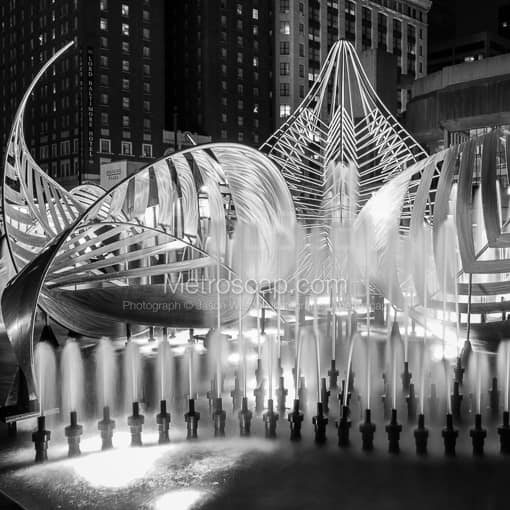 The Fountain in Hopkins Plaza -- Baltimore Black and White Photography