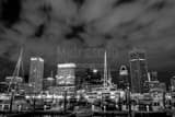 Horizontal Boats Docked on the Inner Harbor black and white Pictures