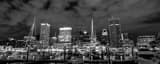 Panoramic Boats Docked on the Inner Harbor black and white Pictures