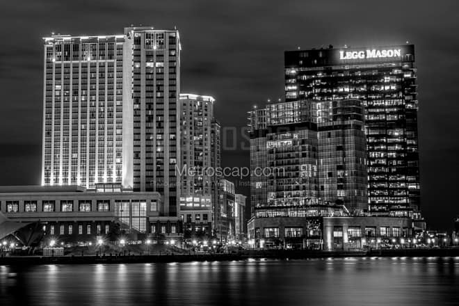 The Inner Harbor East Skyline -- Baltimore Black and White Photos