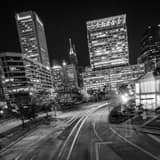 Square Light and Pratt Street at Night Photography