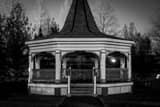 Horizontal The Boardman Park Gazebo at Night black and white Photos