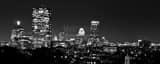 Panoramic Boston Back Bay Skyline at Night Photography