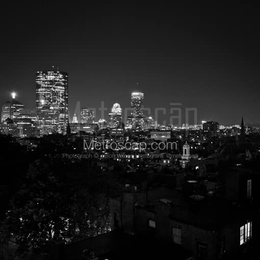 The Back Bay Skyline from Beacon Hill -- Boston Black and White Photography