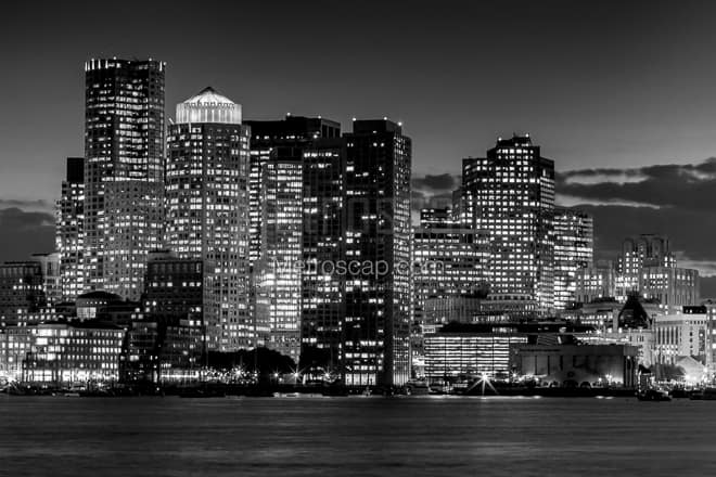 The Boston Skyline feature the Exchange Place Building -- Boston Black and White Photos