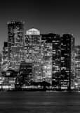 Vertical The Boston Skyline feature the Exchange Place Building black and white Photos