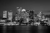 Horizontal The Boston Skyline at Night Photography