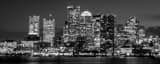 Panoramic The Boston Skyline at Night Photography