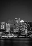 Vertical The Boston Skyline at Night Photography