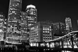 Horizontal The Downtown Boston Skyline at Night Framed Photos