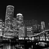 Square The Downtown Boston Skyline at Night Framed Photos