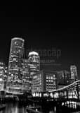 Vertical The Downtown Boston Skyline at Night Framed Photos