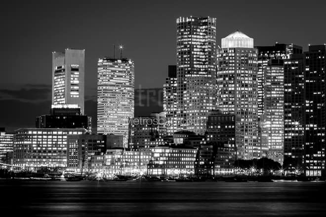 The Federal Reserve Bank Building in the Boston Skyline -- Boston Black and White Photos