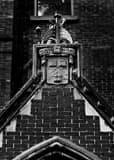 Vertical Matthews Hall at Harvard University black and white Photography