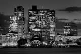 Horizontal Long Wharf at night from East Boston Piers Park Framed Photos