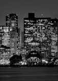 Vertical Long Wharf at night from East Boston Piers Park Framed Photos