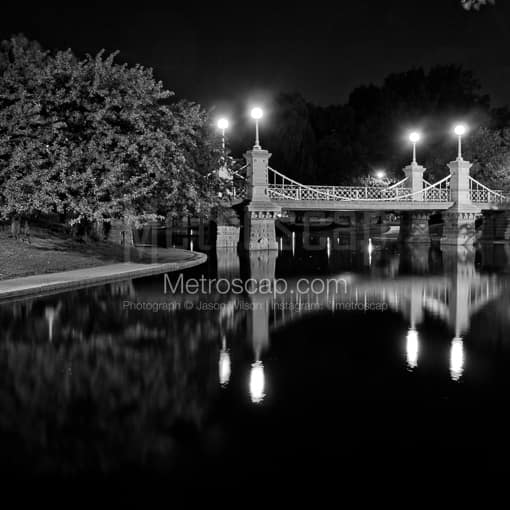 Public Garden Suspension Bridge -- Boston Black and White Photography