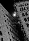 Vertical Moon Shines on Quaker Lane black and white Pictures