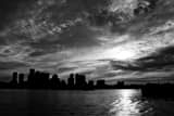 Horizontal A Dramatic Sunset Behind the Boston Skyline Framed Photos