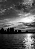 Vertical A Dramatic Sunset Behind the Boston Skyline Framed Photos