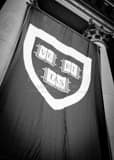 Vertical Veritas Banners on Widener Library during Harvard Commencement  black and white Pictures