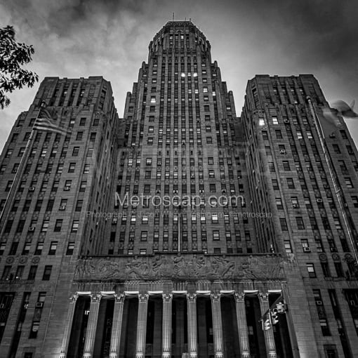 The Buffalo City Hall at Night -- Buffalo Black and White Pictures