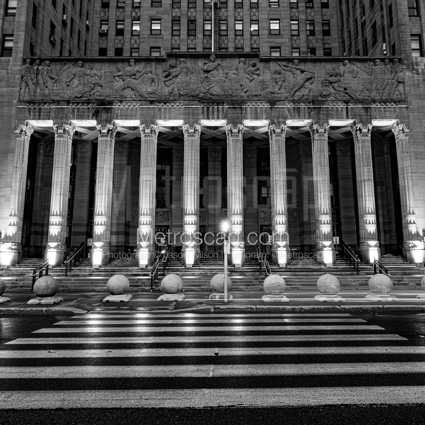 Buffalo City Hall Columns black and white Photographs square crop