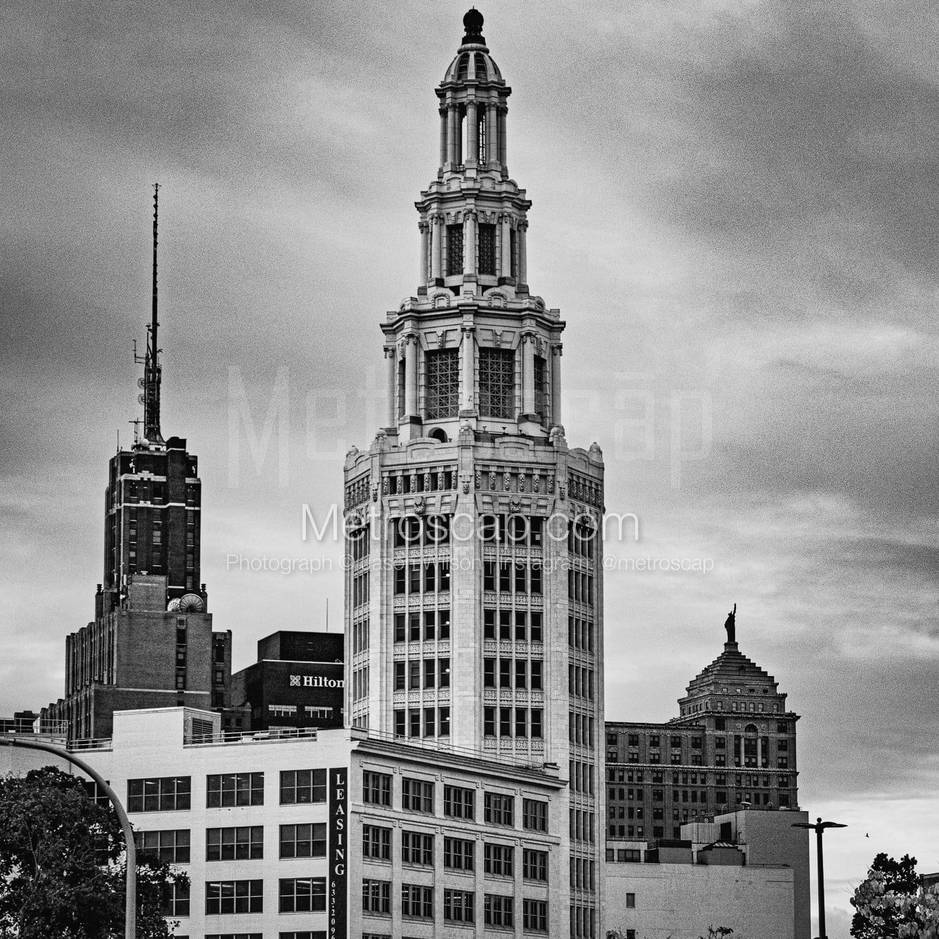 The Buffalo Electric Tower black and white Photographs square crop