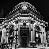 Square Buffalo Savings Bank Building at Night cityscape black and white Pictures