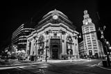 Horizontal The Buffalo Savings Bank Building at Night cityscape black and white Pictures