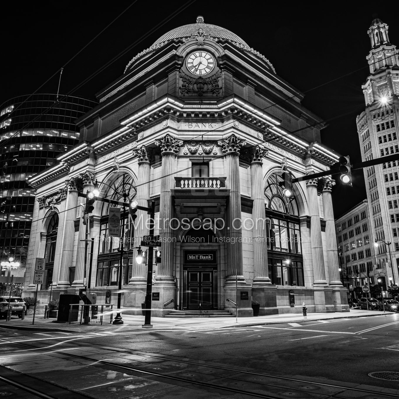 The Buffalo Savings Bank Building at Night Pictures square crop
