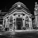 Square The Buffalo Savings Bank Building at Night cityscape black and white Pictures
