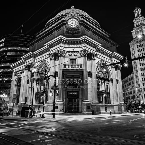 The Buffalo Savings Bank Building at Night -- Buffalo Black and White Pictures