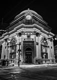 Vertical The Buffalo Savings Bank Building at Night cityscape black and white Pictures