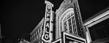 Panoramic The Buffalo Theater Sign at Night cityscape black and white Pictures