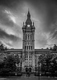 Vertical The Erie County Courthouse night time black and white Pics