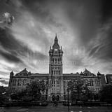 Square The Erie County New York Courthouse night time black and white Pics