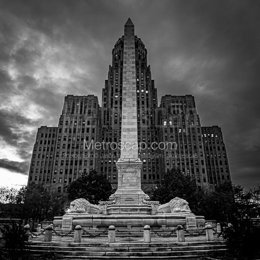 The McKinley Monument and Buffalo City Hall in Niagara Square -- Buffalo Black and White Pictures
