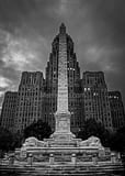 Vertical The McKinley Monument and Buffalo City Hall in Niagara Square cityscape black and white Pictures