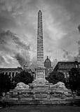 Vertical The William McKinley Monument in Niagra Square cityscape black and white Pictures