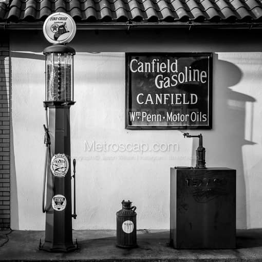 The Old Texaco Fire Chief Gas Pump -- Canfield Black and White Photos