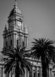 Vertical Cape Town City Hall from Grand Parade Plaza black and white Photos