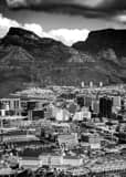 Vertical Downtown Cape Town and Devils Peak black and white Photos