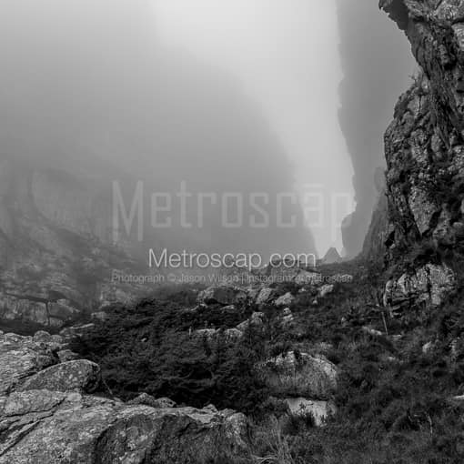 The Cloudy Path of Platte-klip Gorge -- Cape Town Black and White Photography