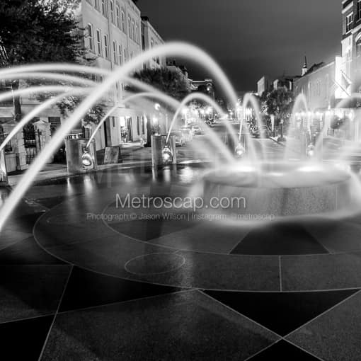 The Charleston Waterfront Fountain -- Charleston Black and White Photography
